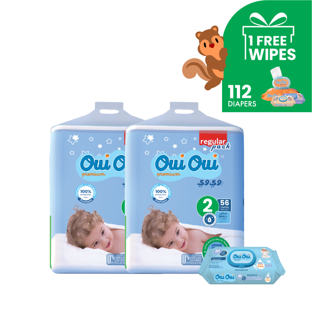 2 Regular Packs -Size 2+ 1 wipes