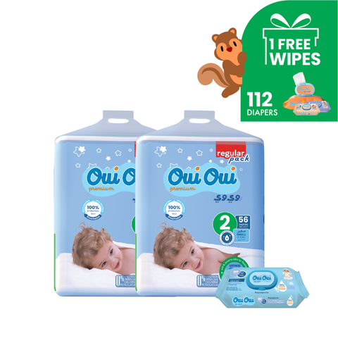 2 Regular Packs -Size 2+ 1 wipes