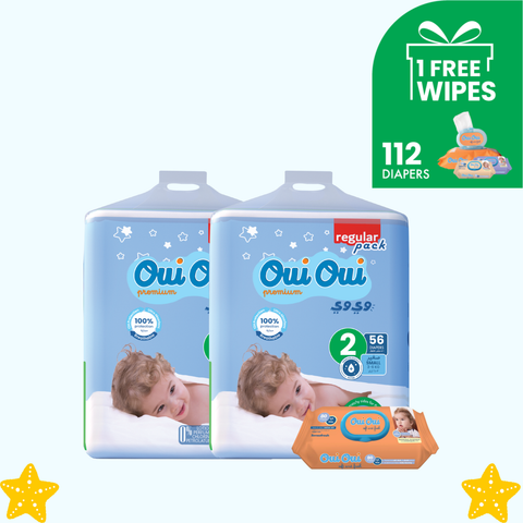 2 Regular Packs -Size 1+ 1 wipes