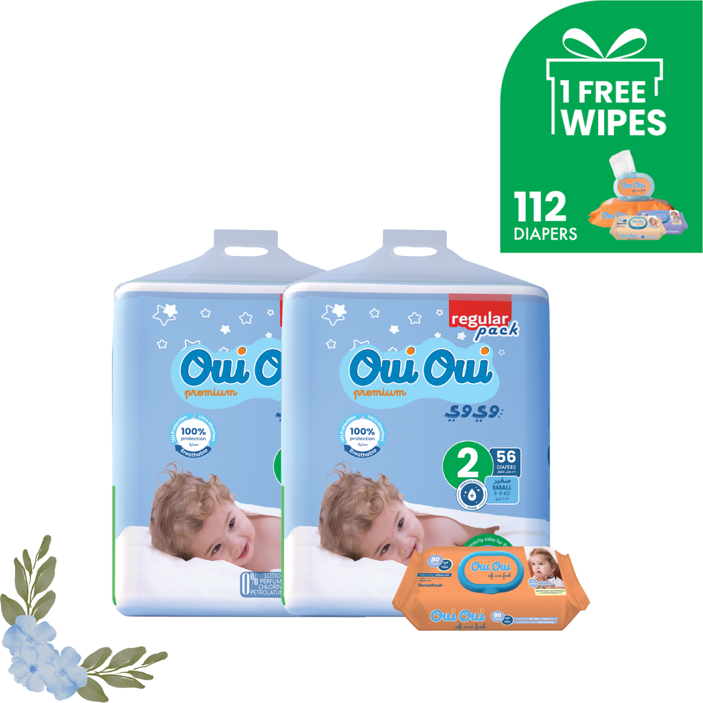 2 Regular Packs -Size 2+ 1 wipes