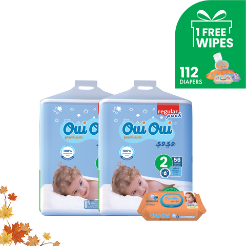 2 Regular Packs -Size 2+ 1 wipes
