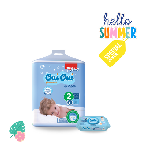 Oui Oui Regular Pack -Size 2+ 1 Wipes