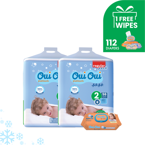 2 Regular Packs -Size 2+ 1 wipes