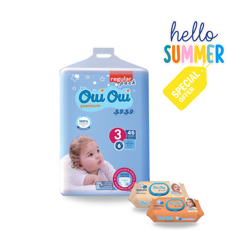 Oui Oui Regular Pack- Size 3 + 2 Wipes