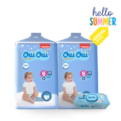 2 Oui Oui Regular Pack Size 6+ 1 wipes